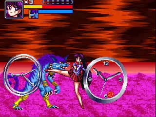 Jugando al videojuego de las Sailor Moon para el Super Nintendo