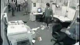 Man destroys copy machine
