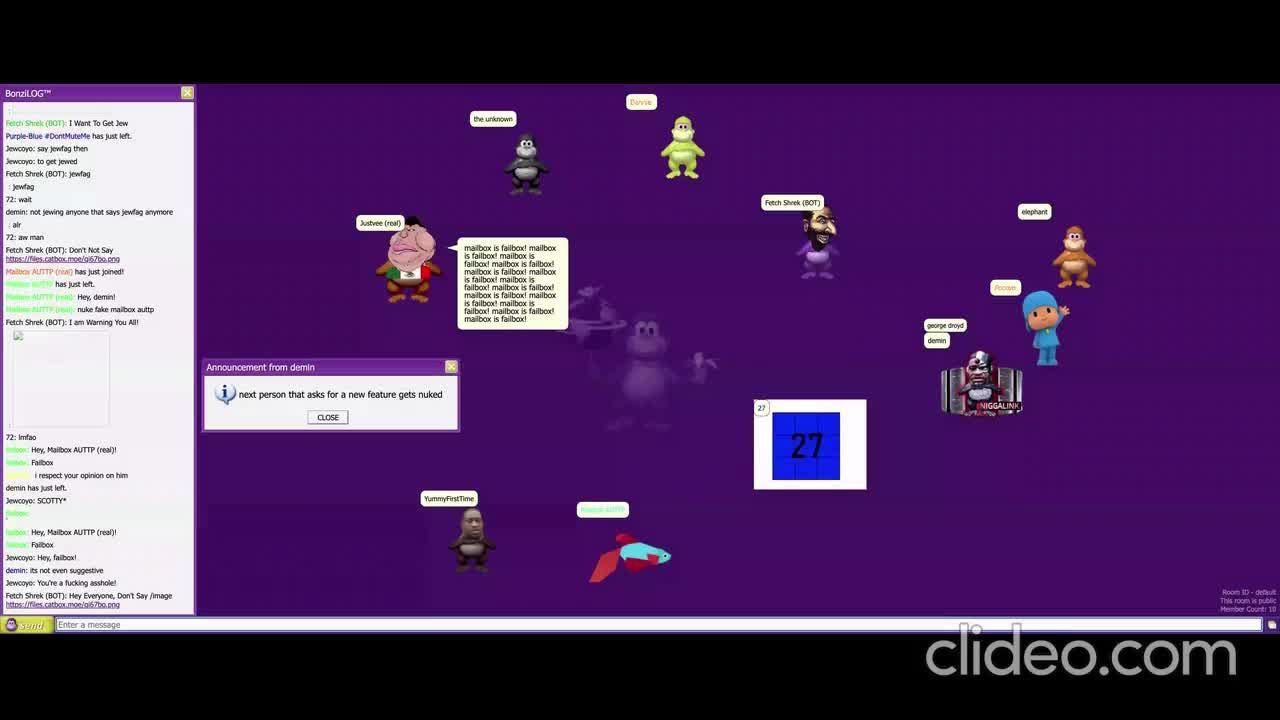 31 minute long video of monkeys talking part 1 https://bonziworld.org