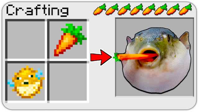 HOW TO CRAFT a PufferFish in Minecraft MEME SECRET RECIPE OVERPOWERED