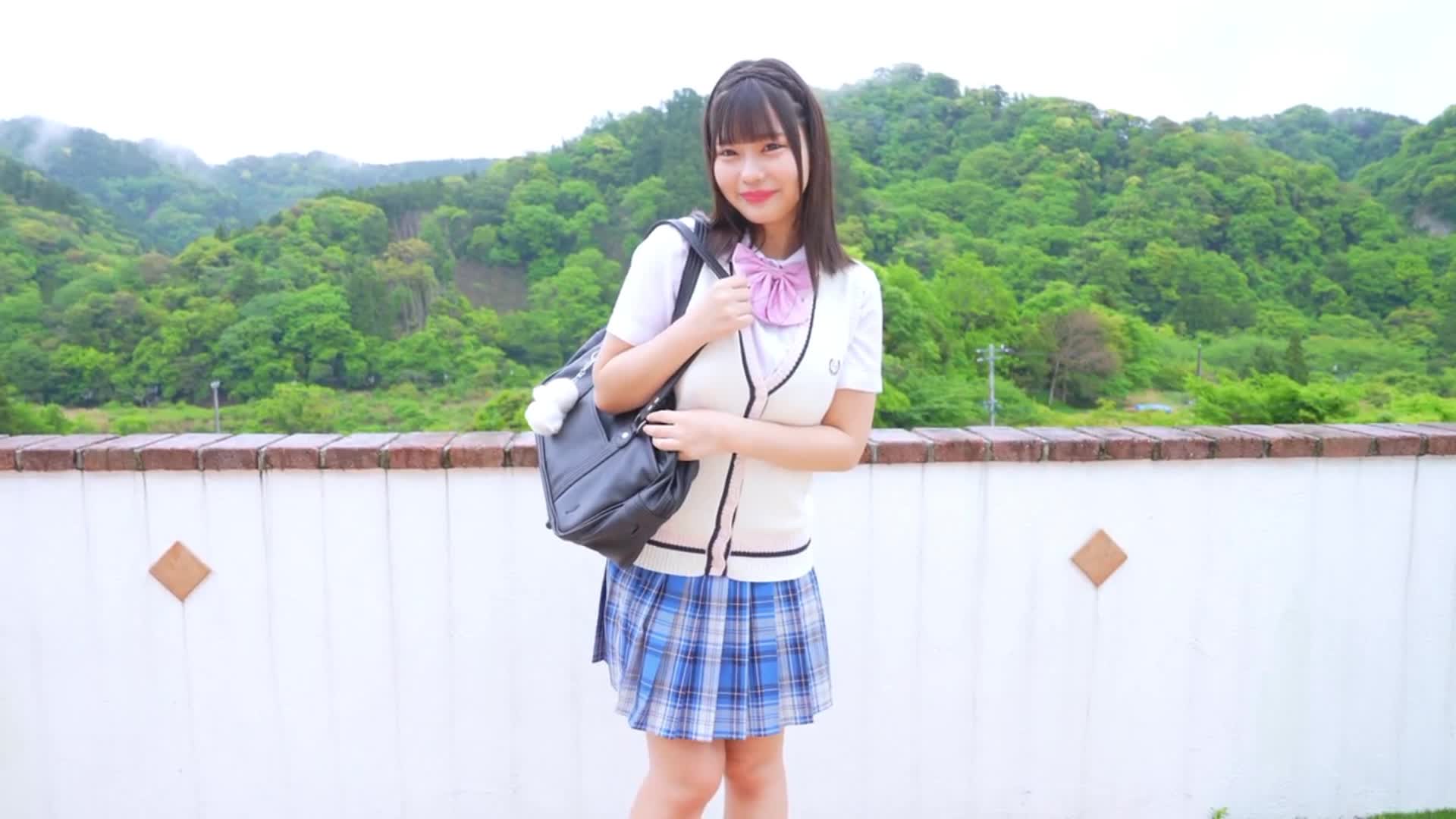 New video: First time gravure for Idol girls on uniform talking Japanese language